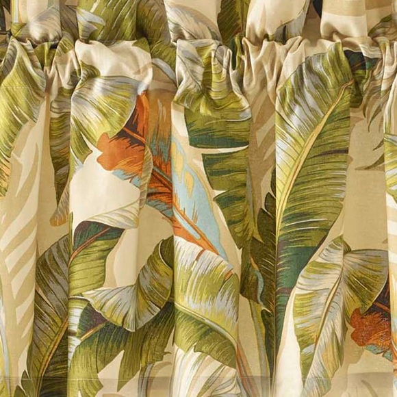 🆕 Tommy Bahama Palmiers Window Valance Green Cream Tropical Leaves Boho - Picture 3 of 8
